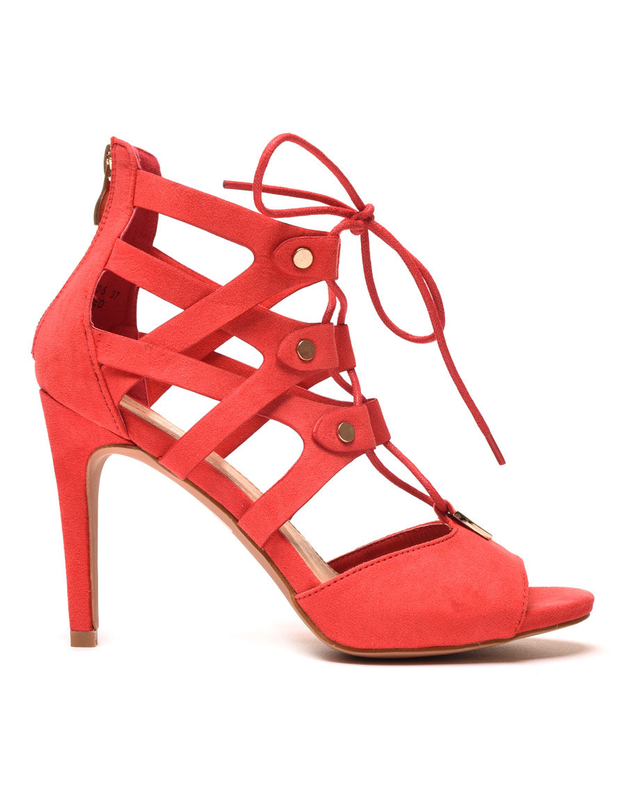 Escarpin rouge à lacet