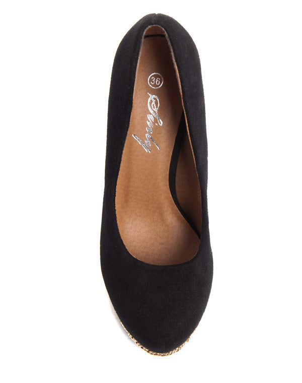 Escarpin stiletto Sinly noir et chaîne dorée ornementale