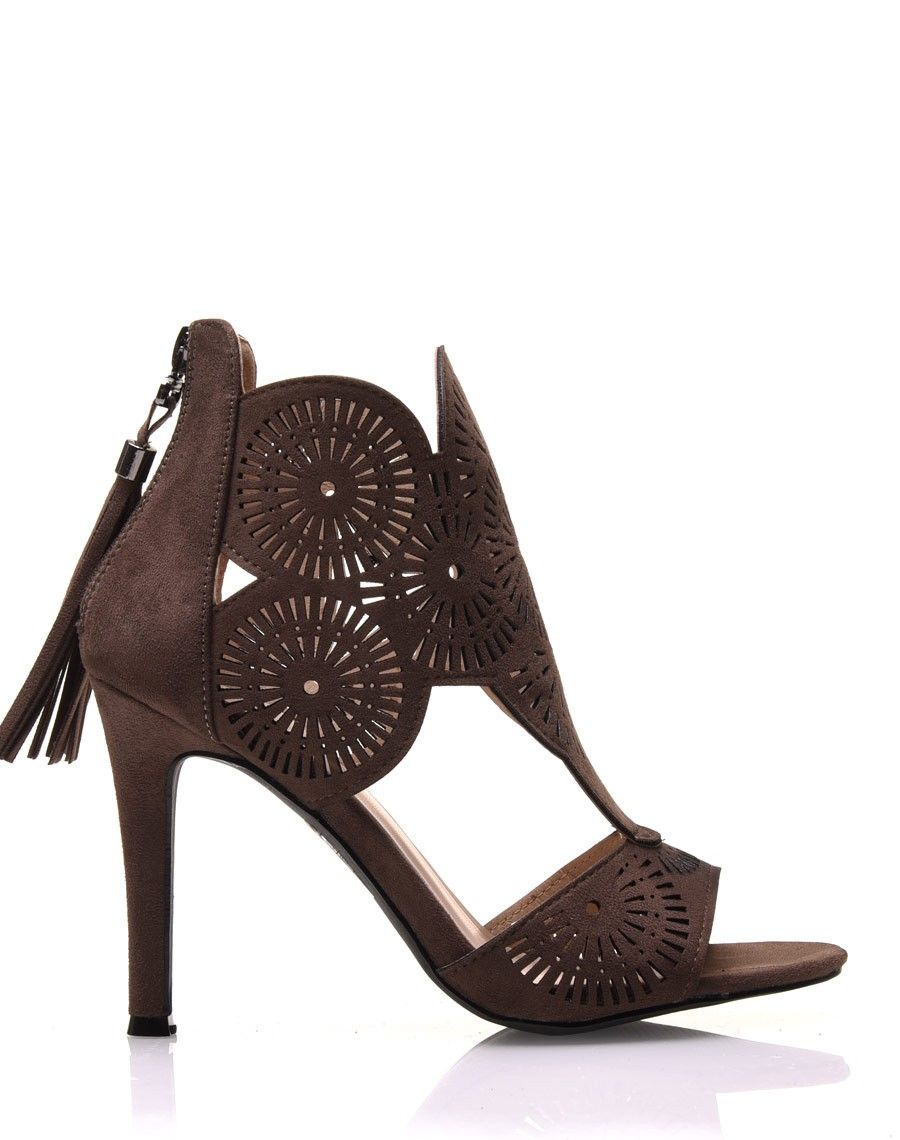 Escarpins ajourés marron à talons