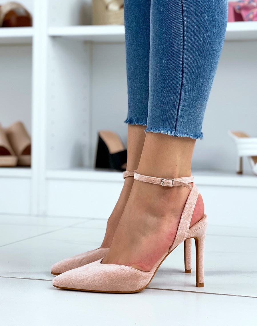 Escarpins beiges ouverts coupe fleur