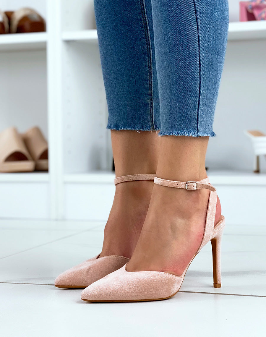 Escarpins beiges ouverts coupe fleur