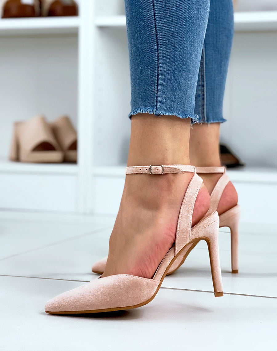 Escarpins beiges ouverts coupe fleur