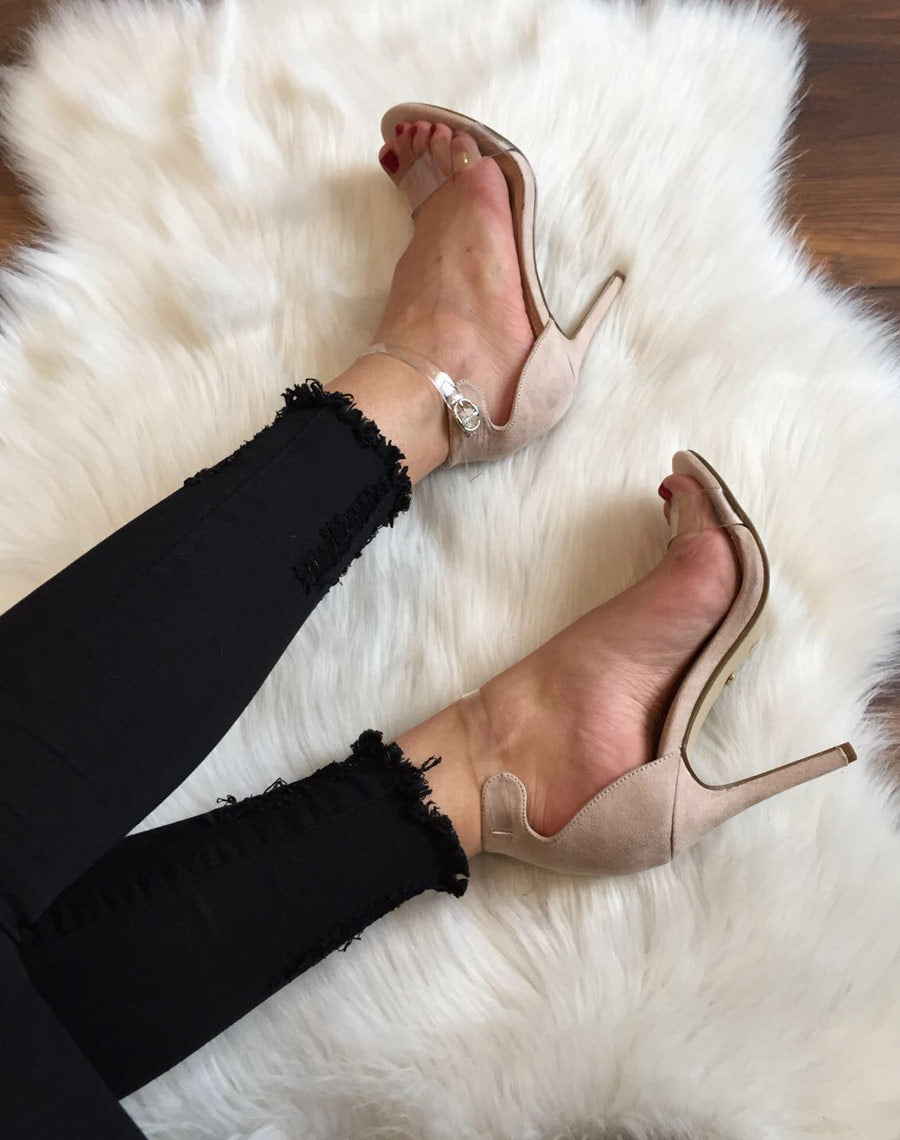 Escarpins bi matières beiges