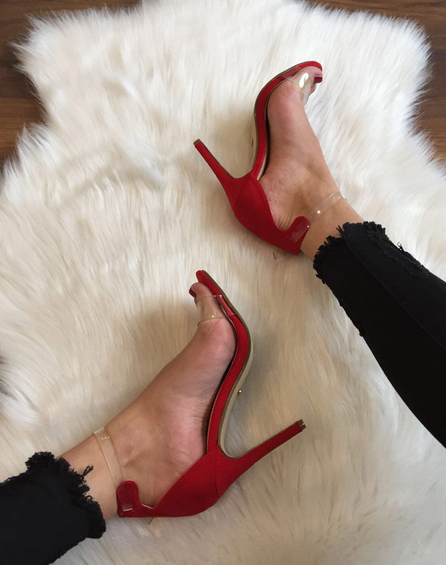 Escarpins bi matières rouges