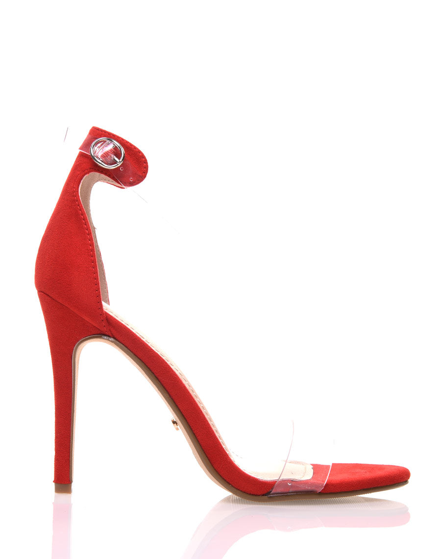 Escarpins bi matières rouges