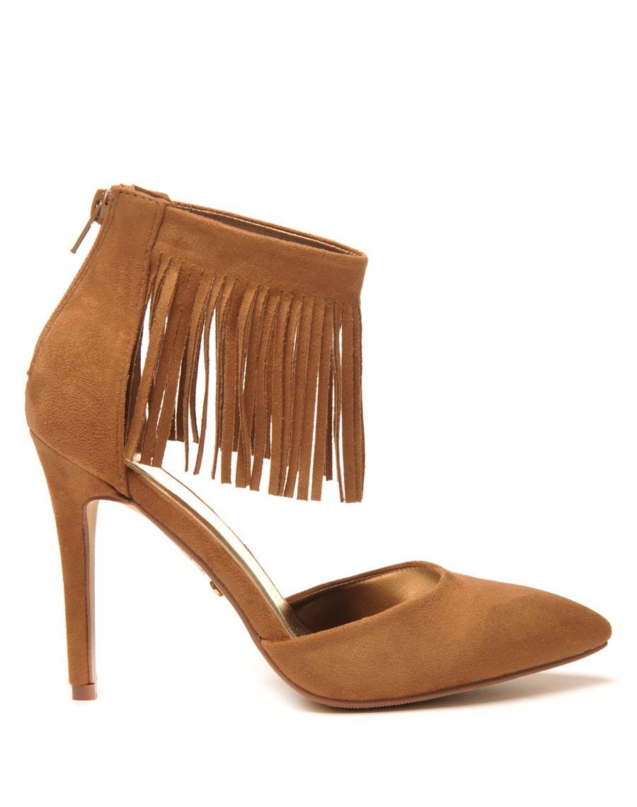 Escarpins camel avec franges