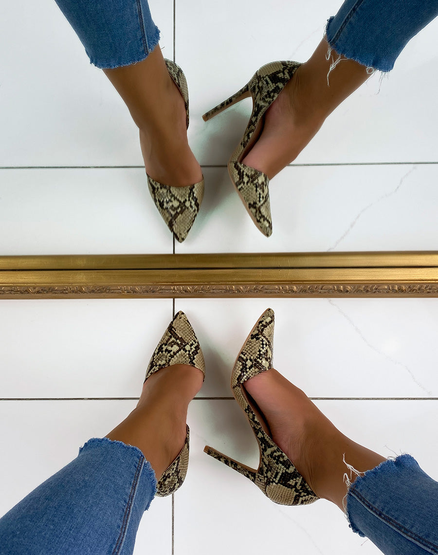 Escarpins effet snake à talon aiguille