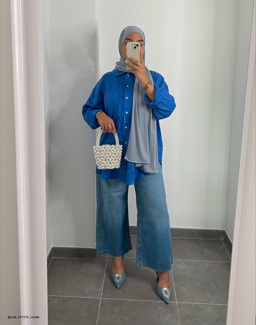 Escarpins en jean à bijou argenté