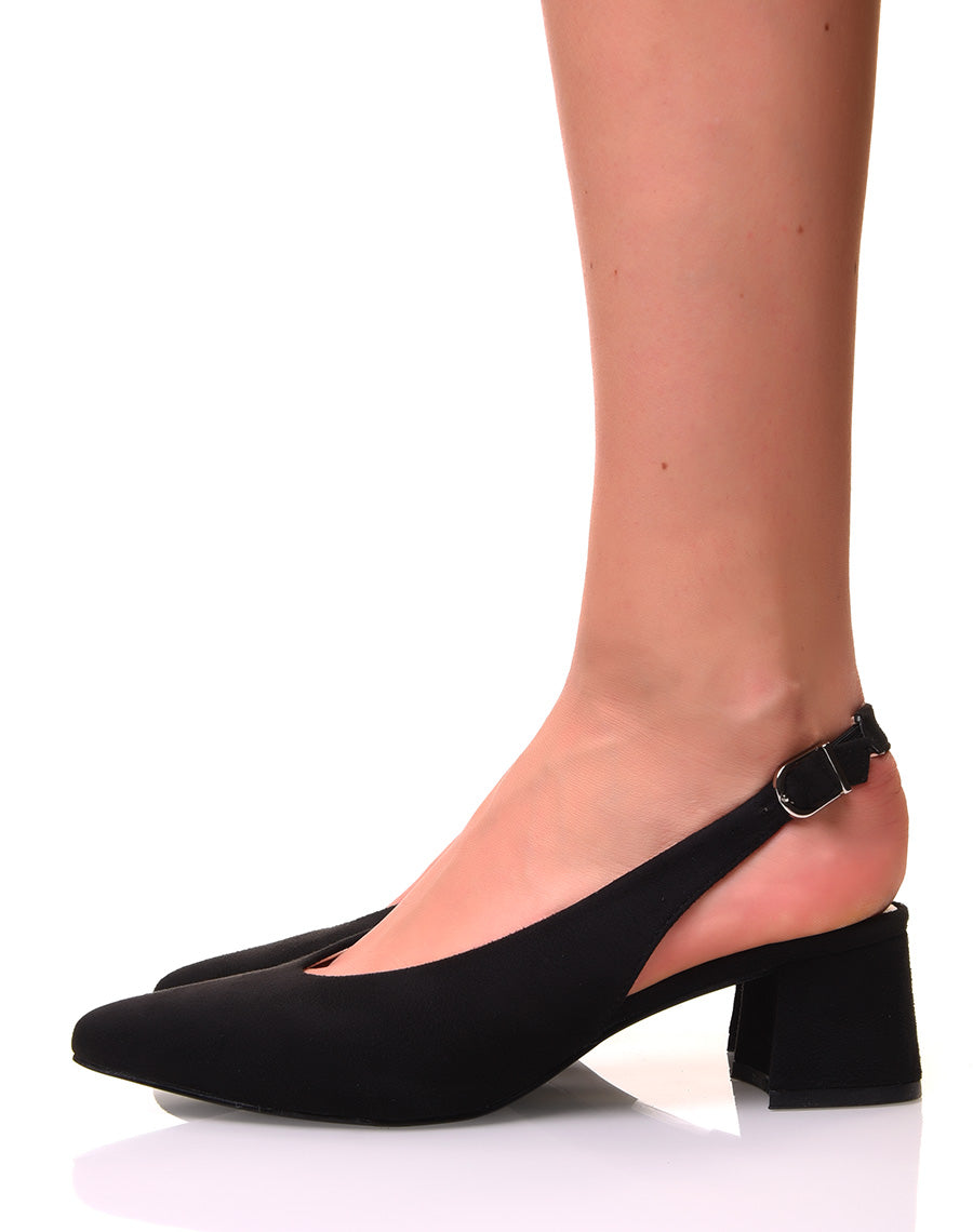 Escarpins en suédine noirs à petits talons