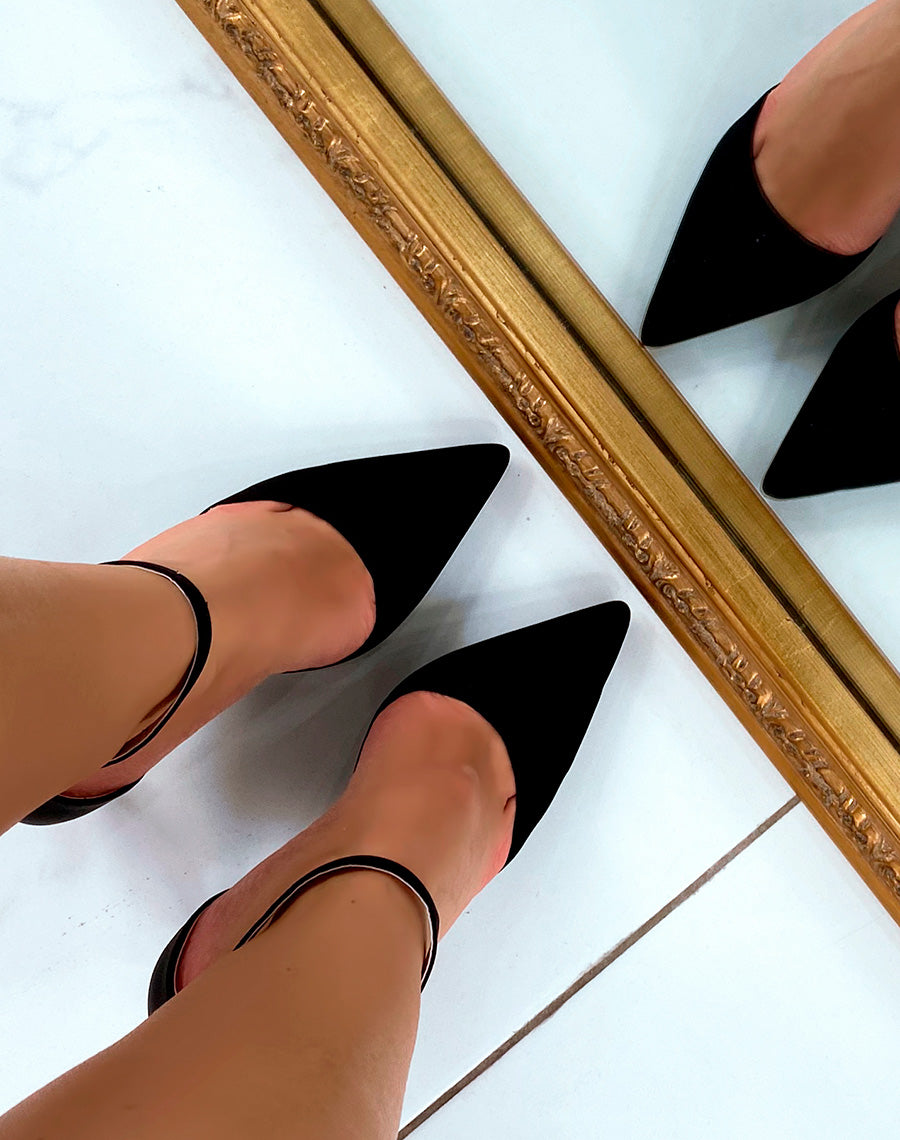 Escarpins en tissu noir à talon aiguille