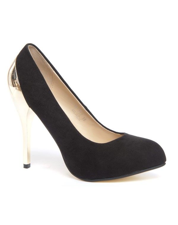 Escarpins femmes Bai Wei noir à talons stiletto or