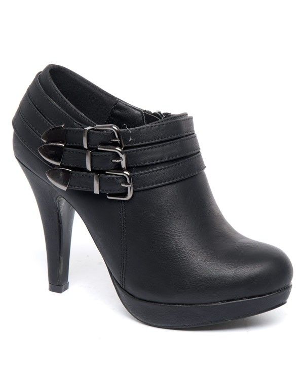 Escarpins fermés style bottines Alicia Shoes noir trois brides