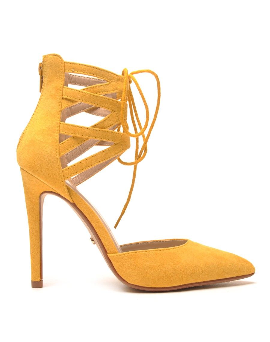 Escarpins mode jaune effet suédine