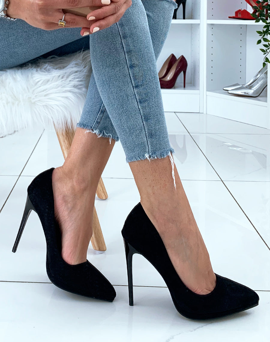 Escarpins noirs effet suédine