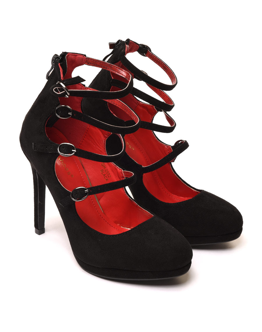 Escarpins noirs à lanières fines multiples