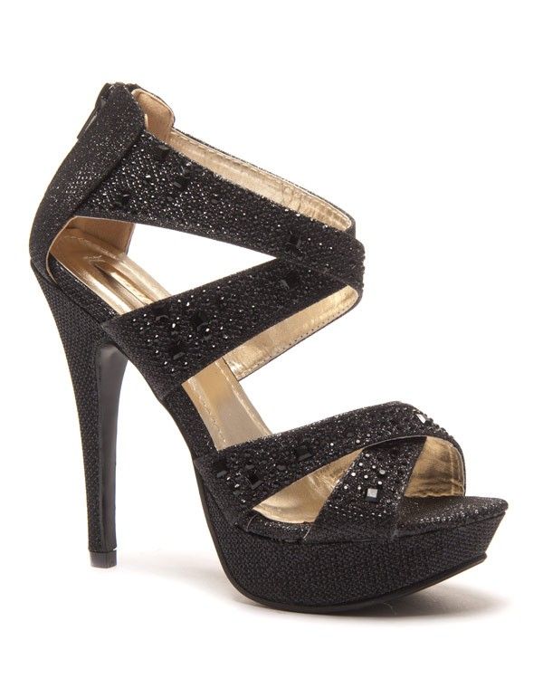Escarpins noirs à strass avec plateforme
