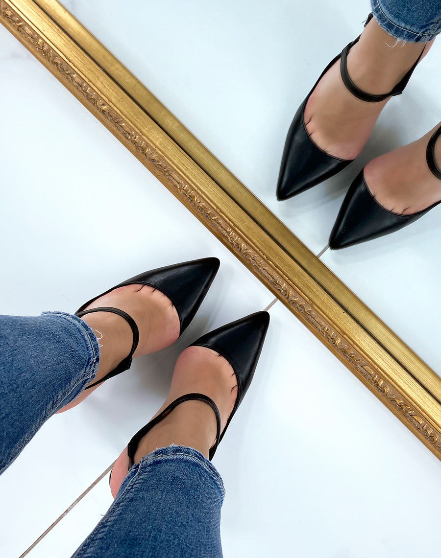 Escarpins ouverts noirs à talon aiguille