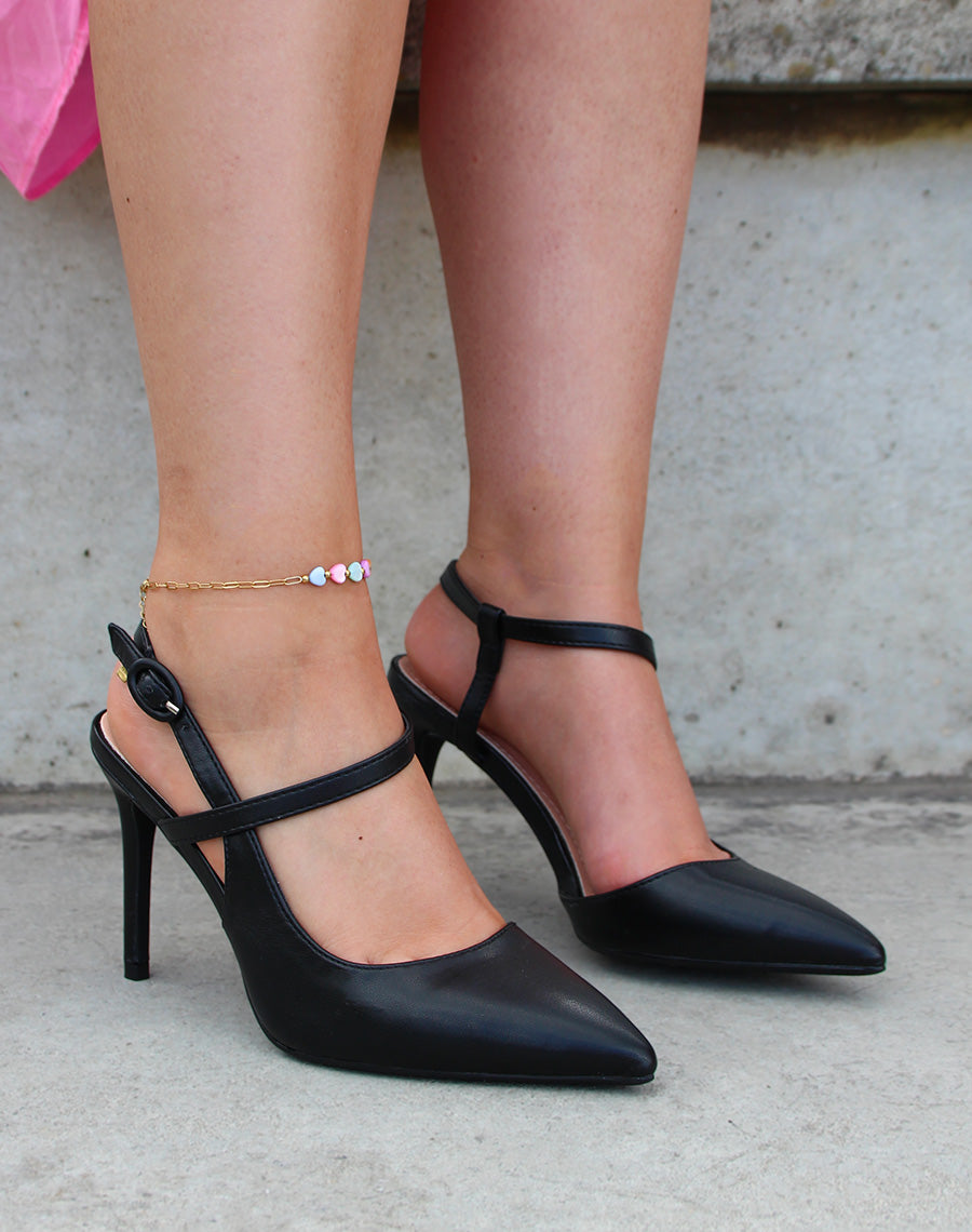 Escarpins ouverts noirs à talon aiguille