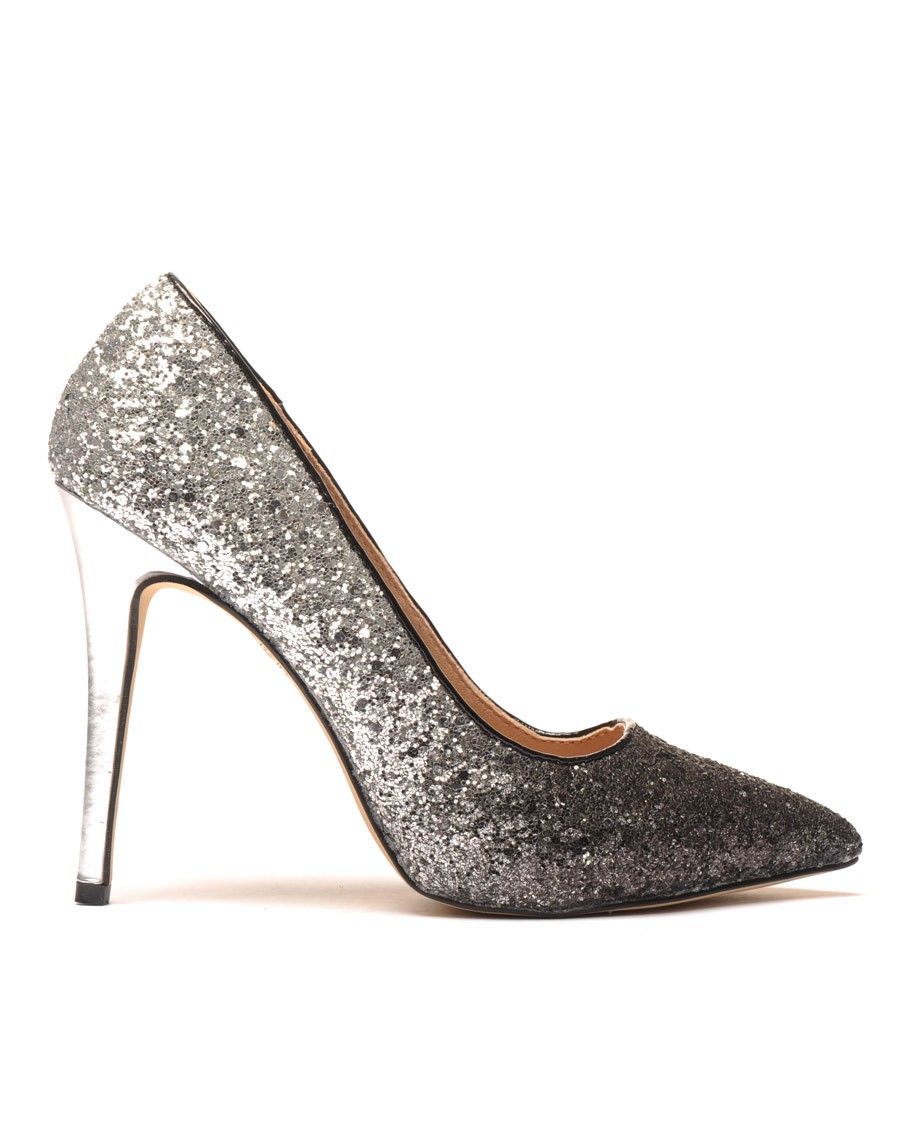 Escarpins à paillettes argent