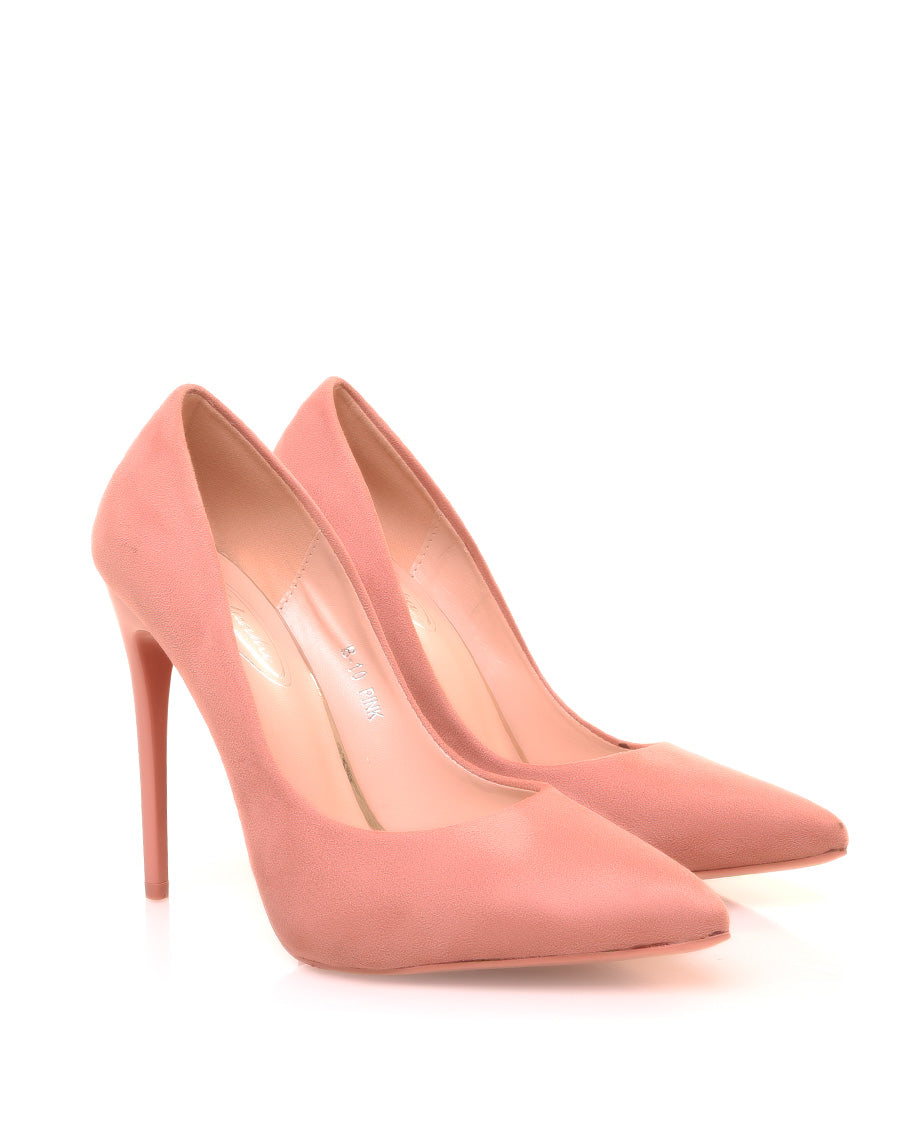 Escarpins rose poudré en suédine