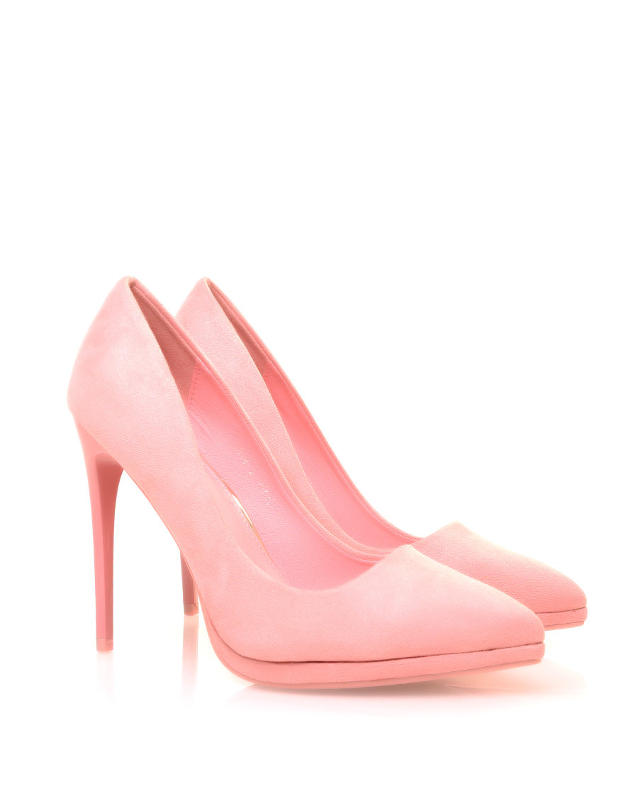 Escarpins roses en suédine à plateforme