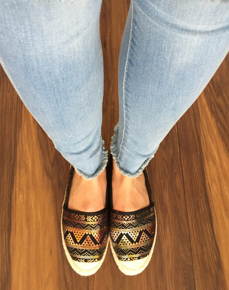 Espadrille noir imprimé