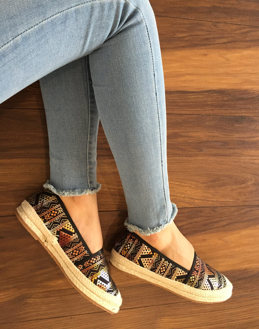 Espadrille noir imprimé