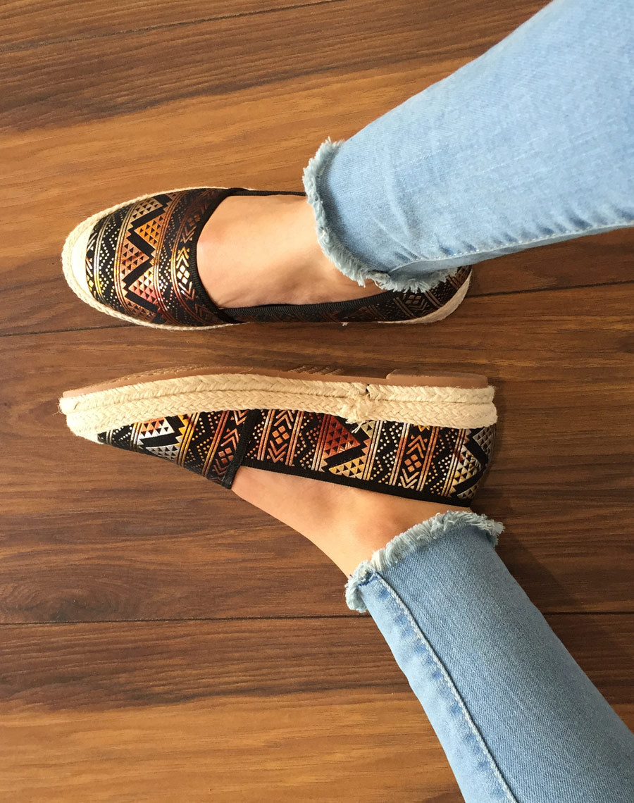 Espadrille noir imprimé