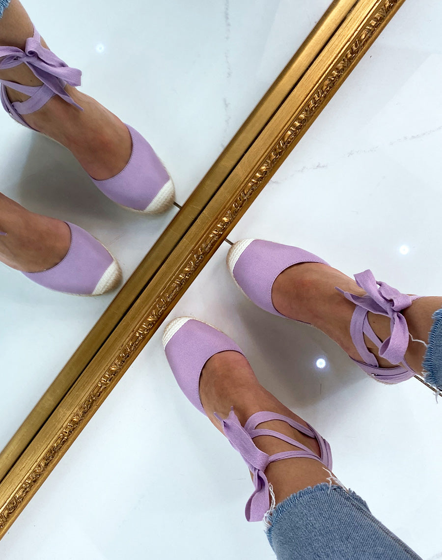 Espadrille à talon compensé violette