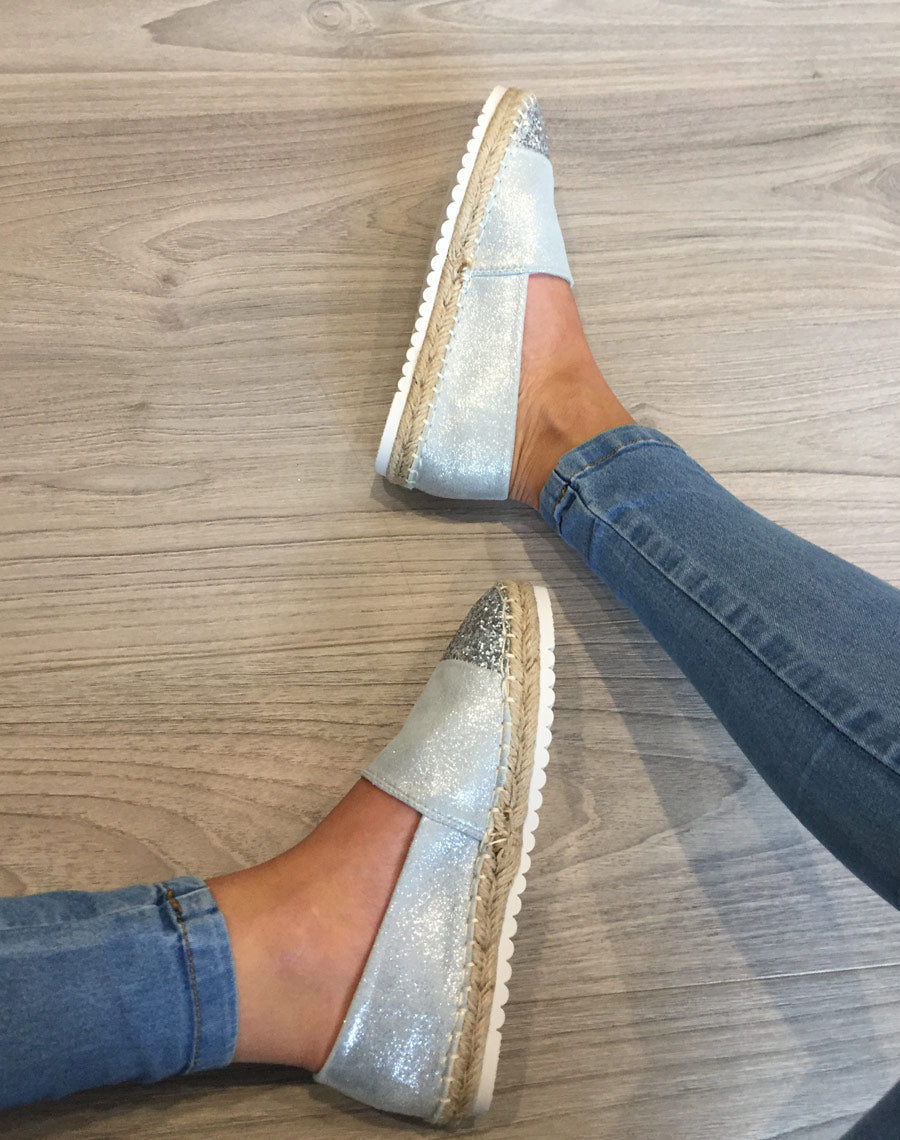 Espadrilles argentées pailletées