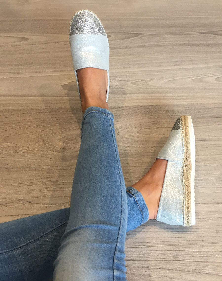 Espadrilles argentées pailletées