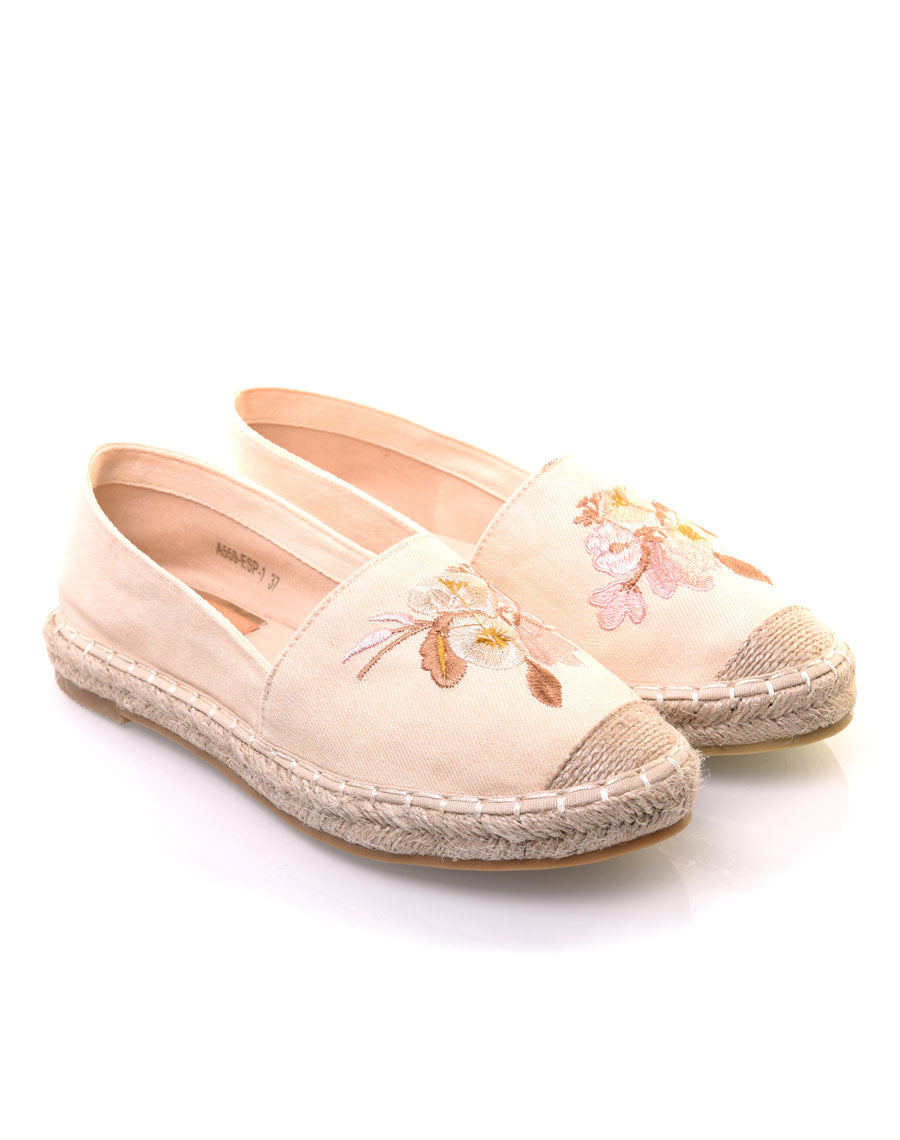 Espadrilles beiges brodées