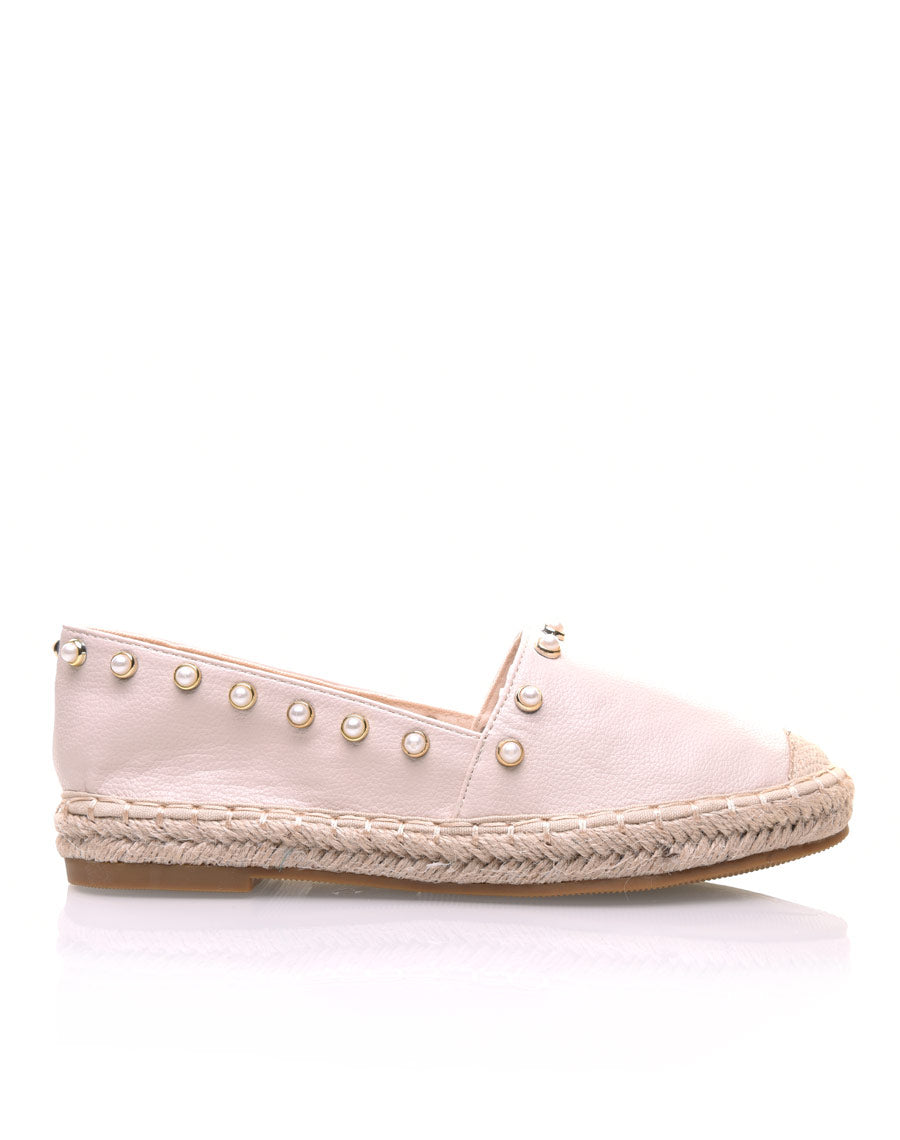 Espadrilles beiges ornées de perles