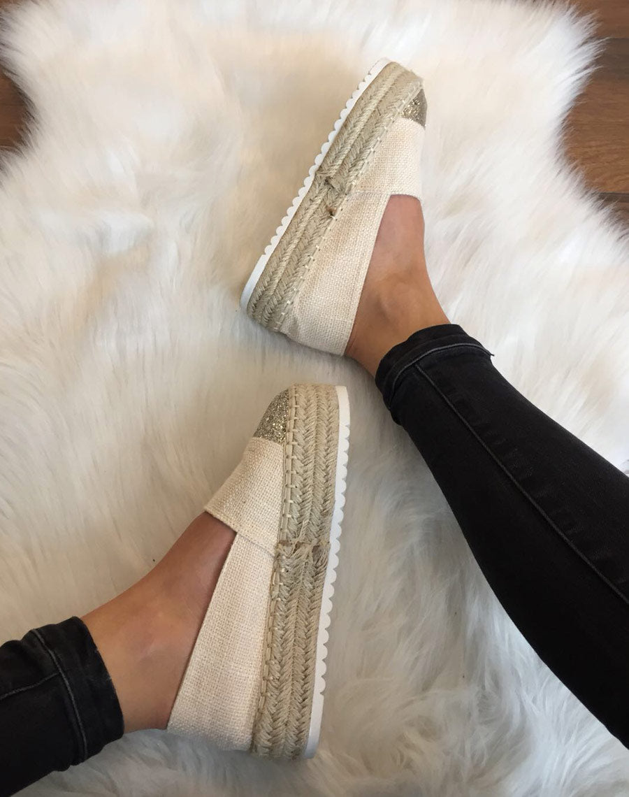 Espadrilles beiges semelles épaisses