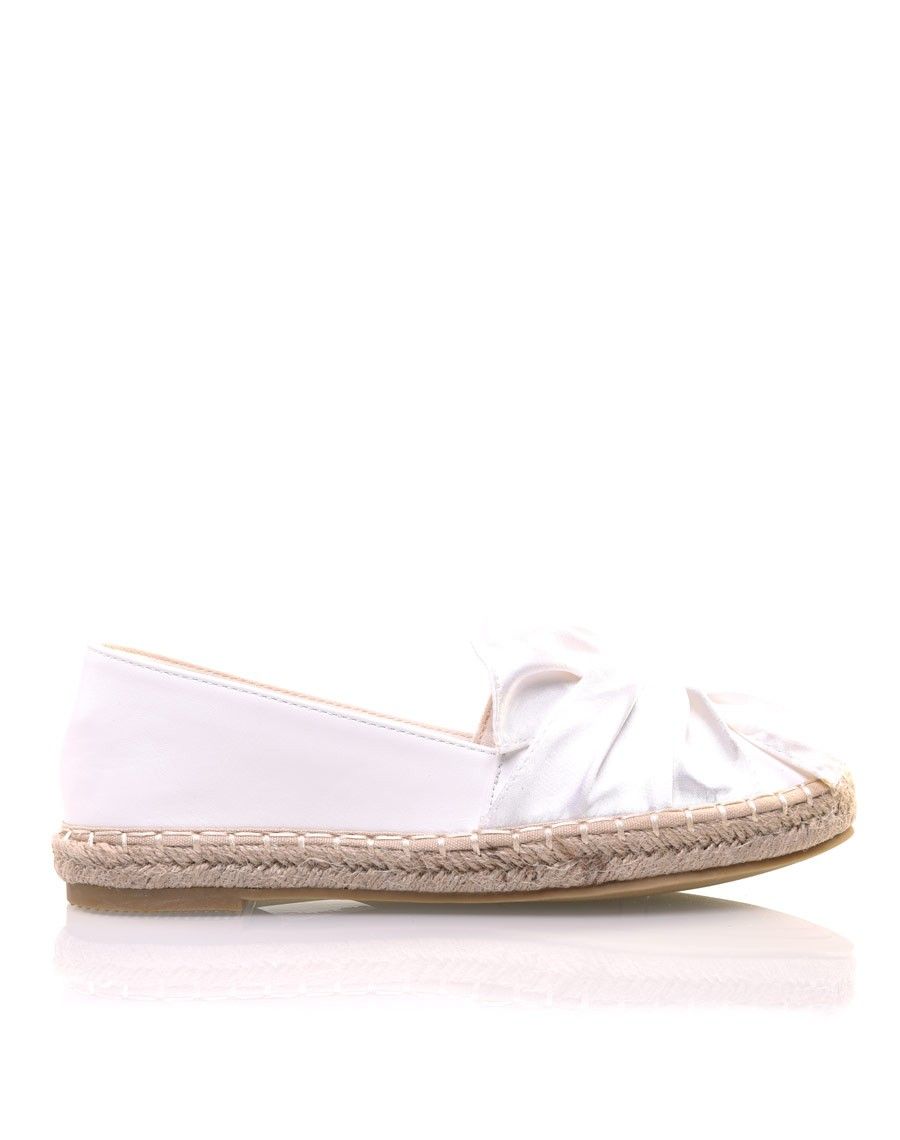 Espadrilles blanches bi-matières à noeud
