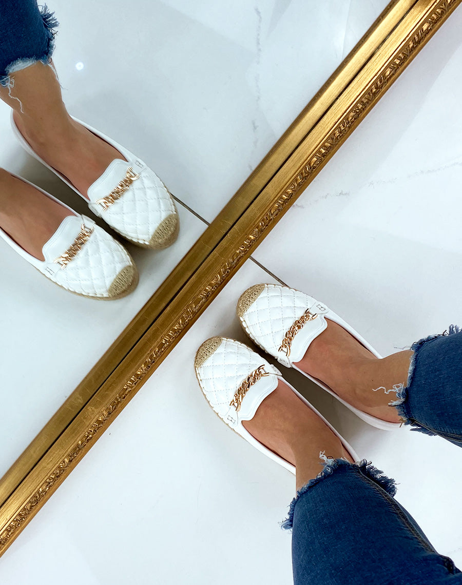 Espadrilles blanches matelassées à plateforme