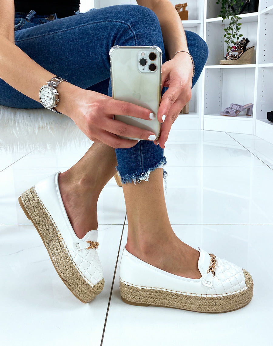 Espadrilles blanches matelassées à plateforme