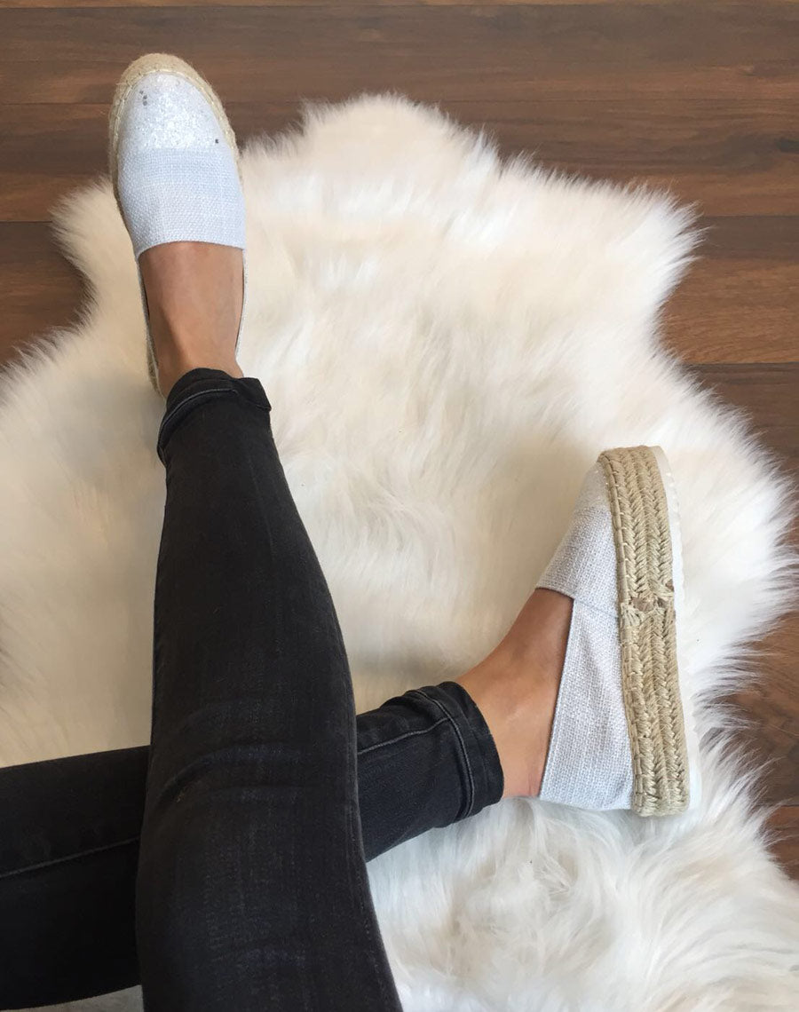 Espadrilles blanches semelles épaisses