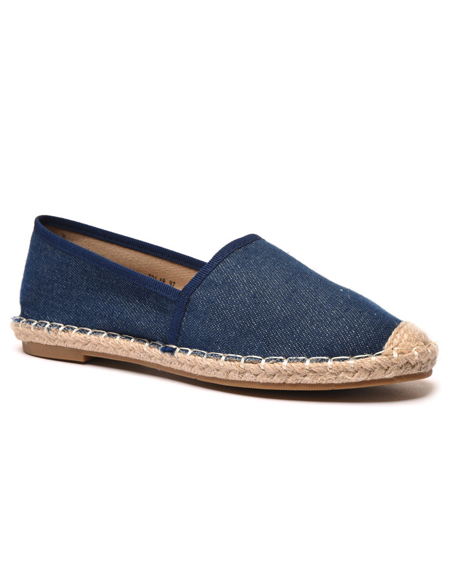 Espadrilles bleu foncé bout et semelle tressés