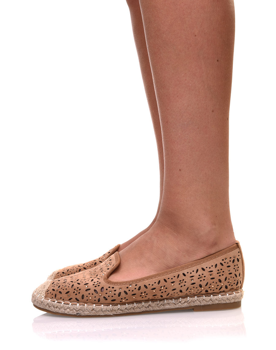 Espadrilles camel en suédine perforées