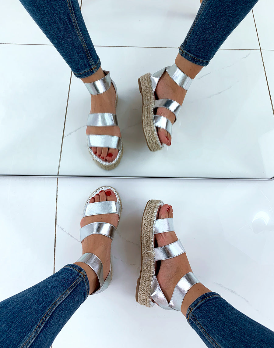 Espadrilles compensées argentée