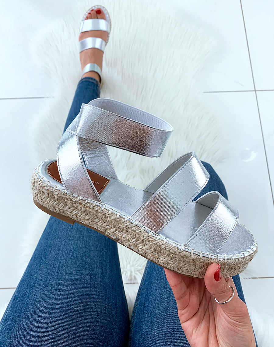 Espadrilles compensées argentée