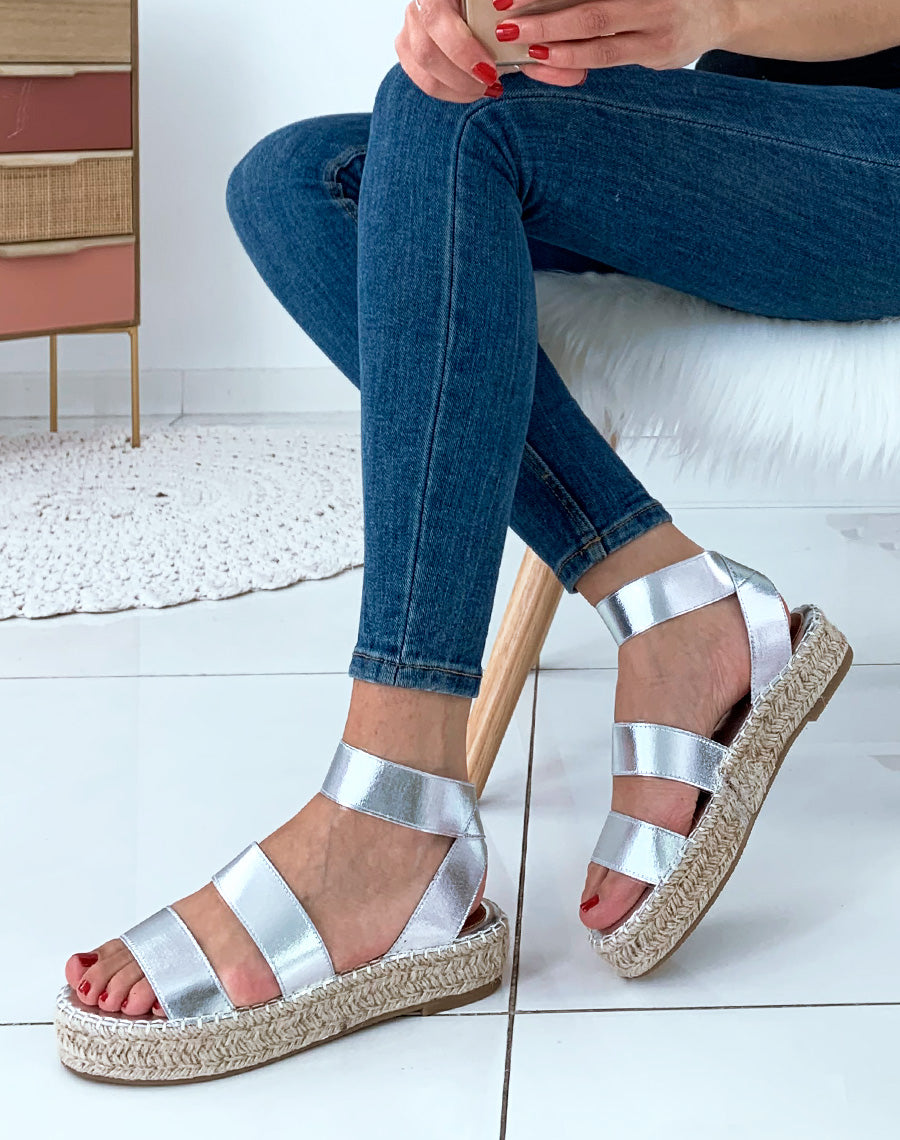 Espadrilles compensées argentée
