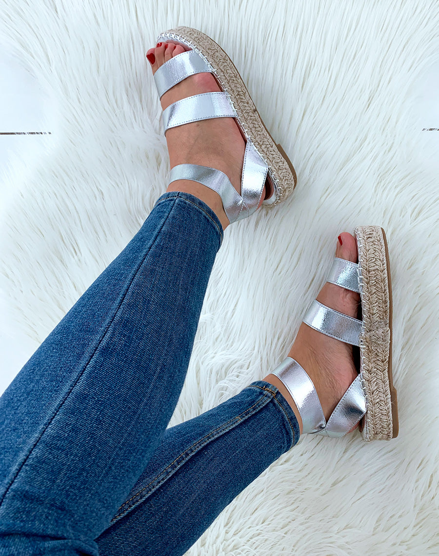 Espadrilles compensées argentée