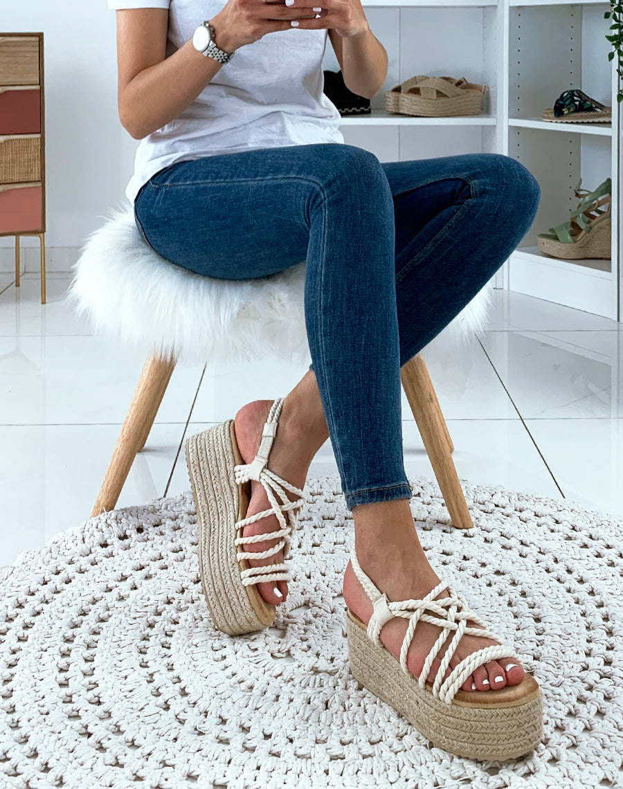 Espadrilles compensées beiges