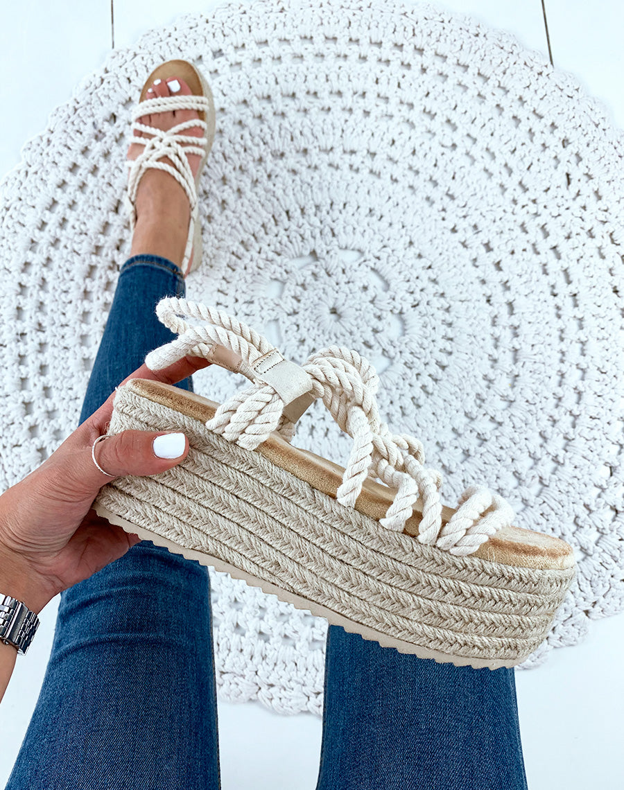 Espadrilles compensées beiges