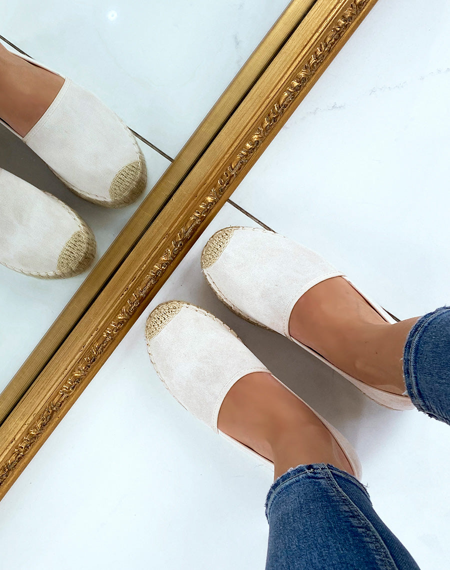 Espadrilles en jute et en suédine beige