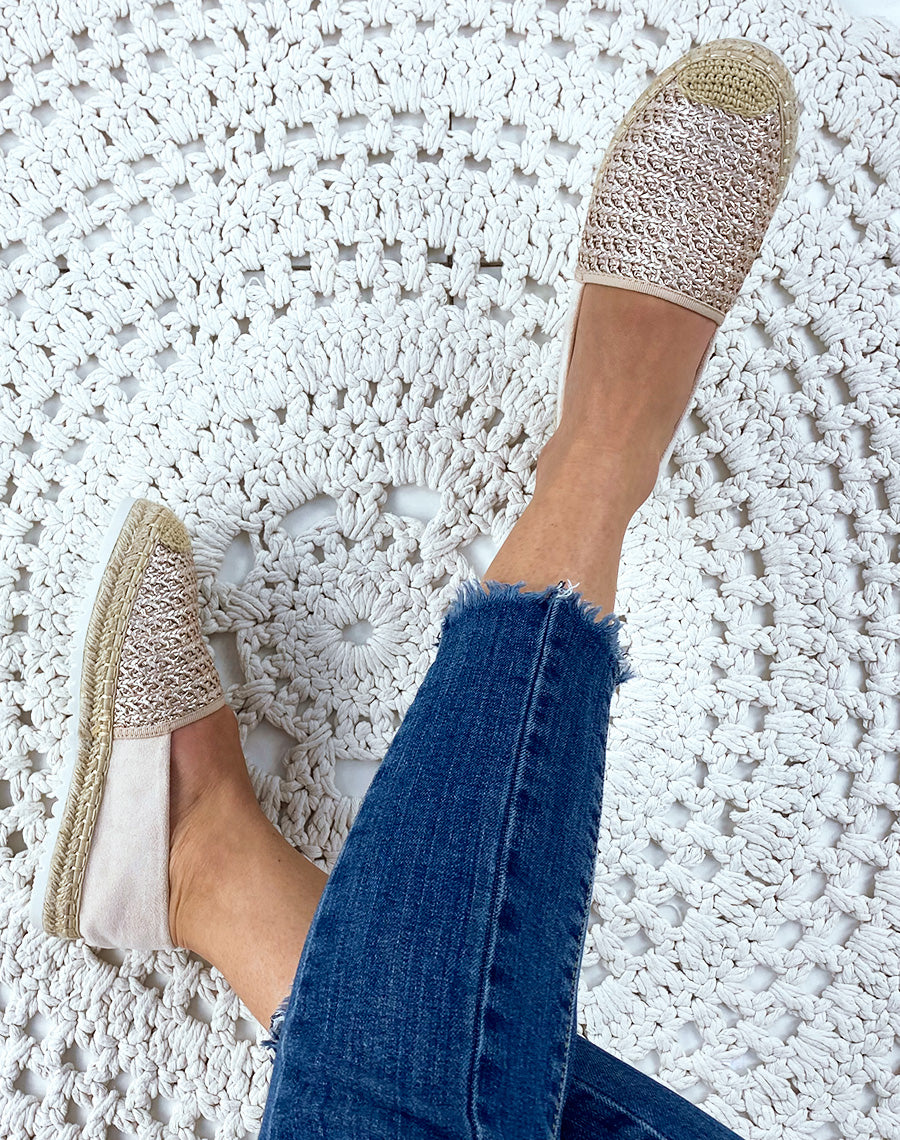 Espadrilles en jute rose