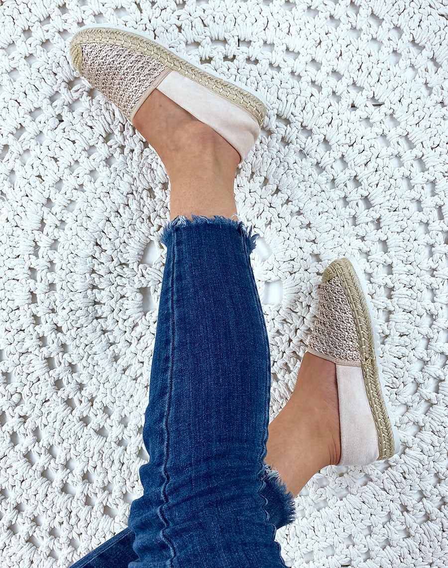 Espadrilles en jute rose