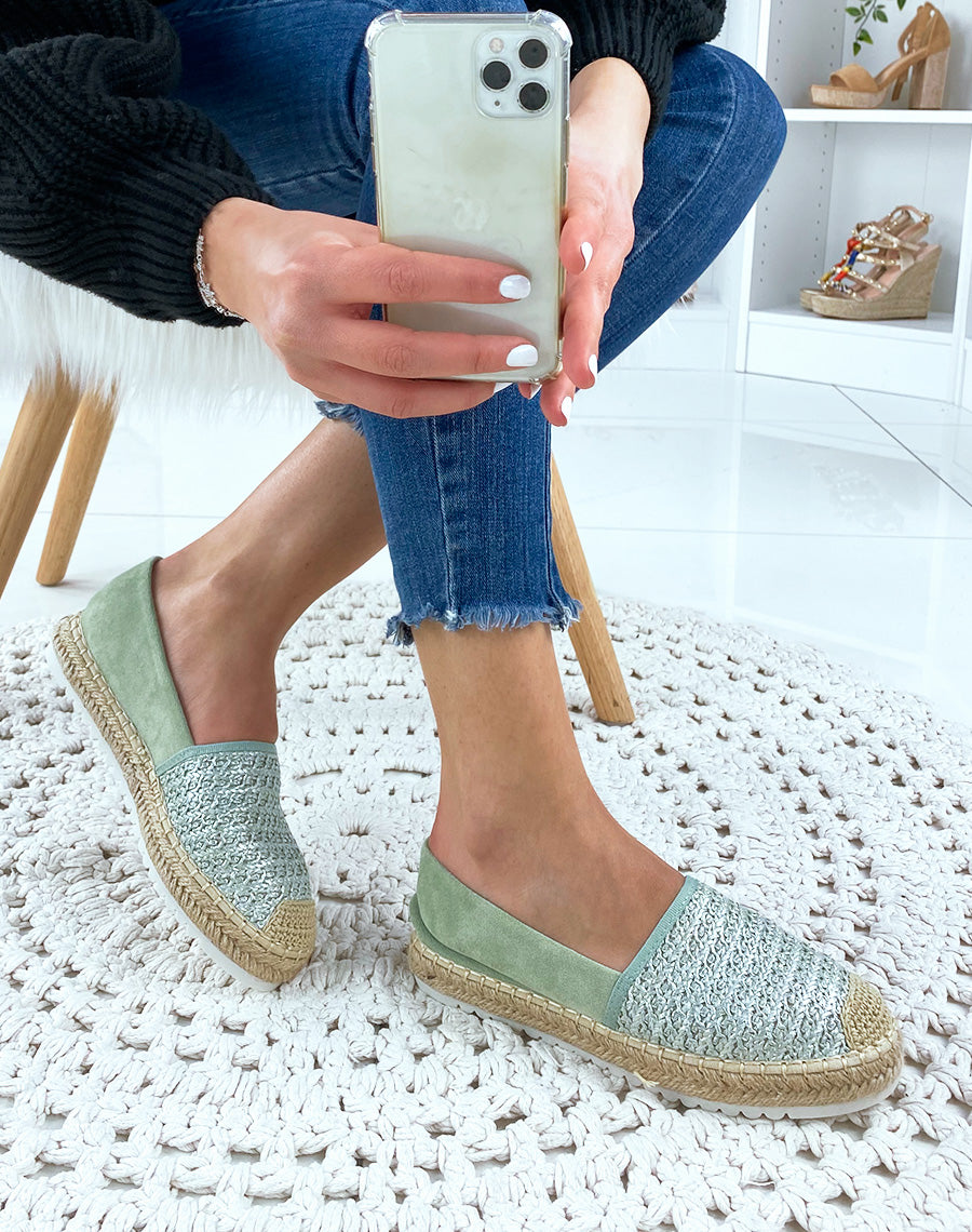 Espadrilles en jute vert